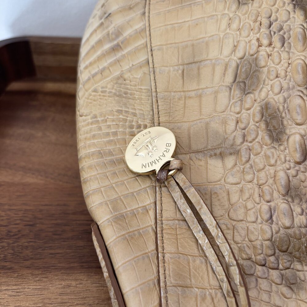 Brahmin Gold Melbourne Croc Embossed Leather Adjustable Shoulder Bag - Picture 6 of 10